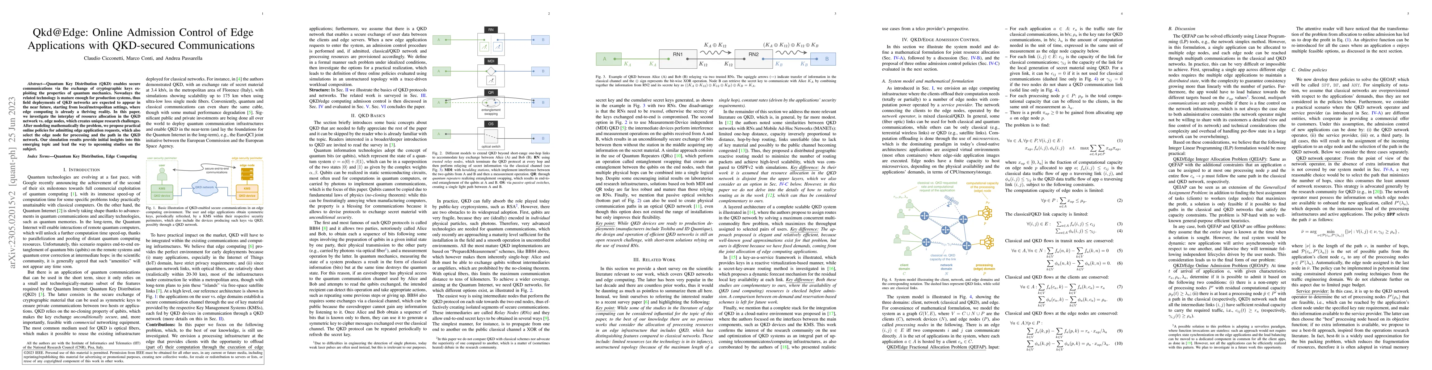 Thumbnail for Qkd@Edge: Online Admission Control of Edge Applications with QKD-secured
  Communications