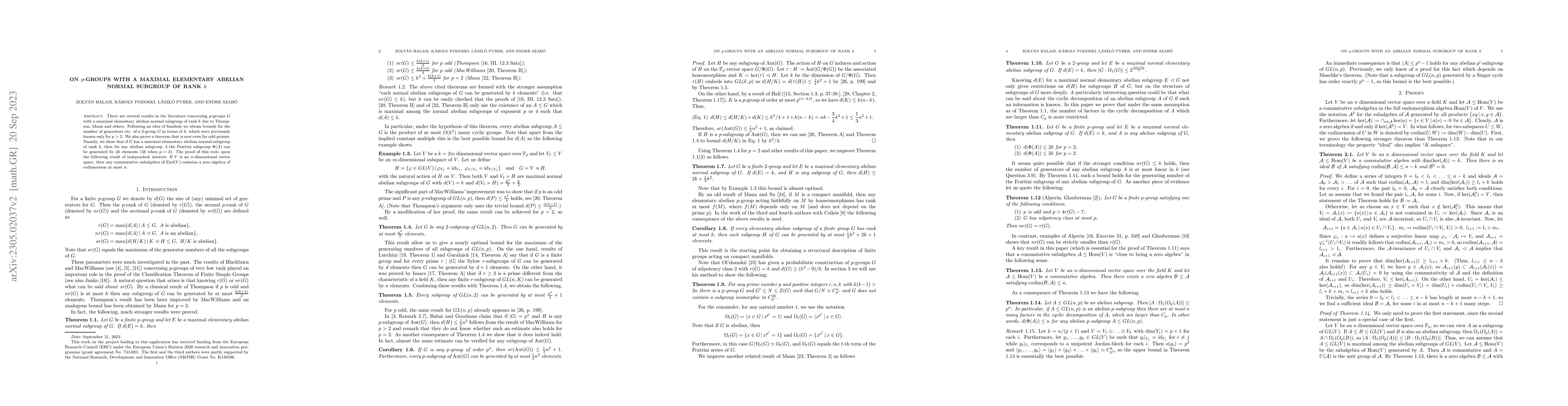 Thumbnail for On $p$-groups with a maximal elementary abelian normal subgroup of rank
  $k$