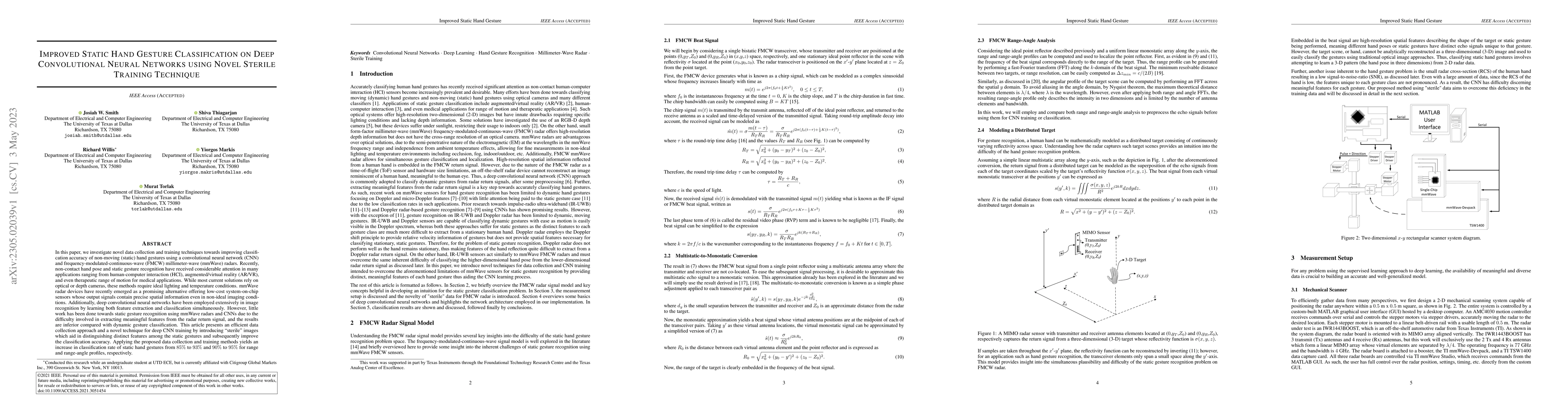 Thumbnail for Improved Static Hand Gesture Classification on Deep Convolutional Neural
  Networks using Novel Sterile Training Technique