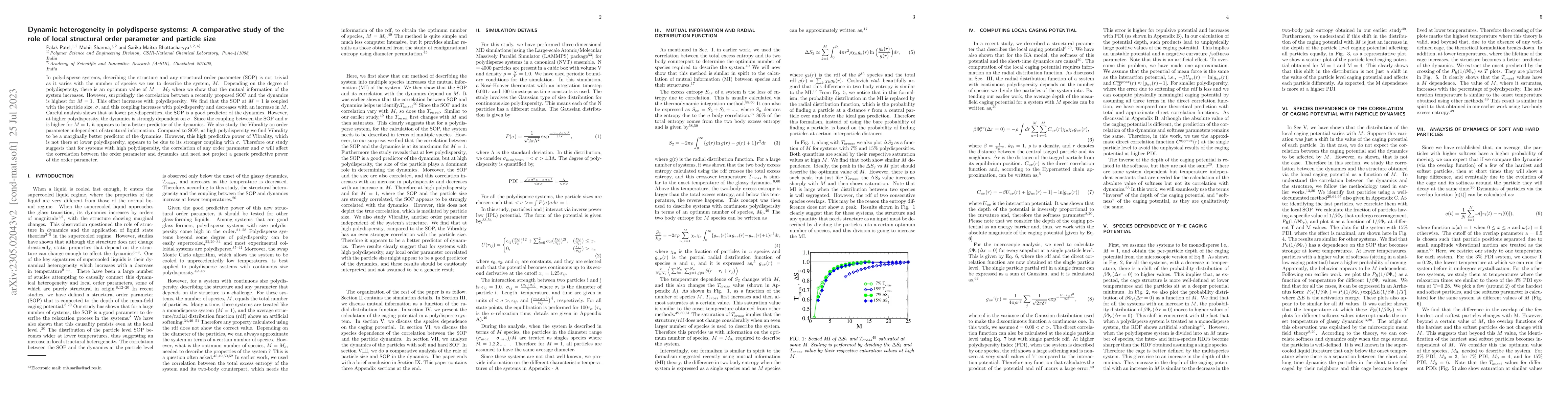 Thumbnail for Dynamic heterogeneity in polydisperse systems: A comparative study of
  the role of local structural order parameter and particle size