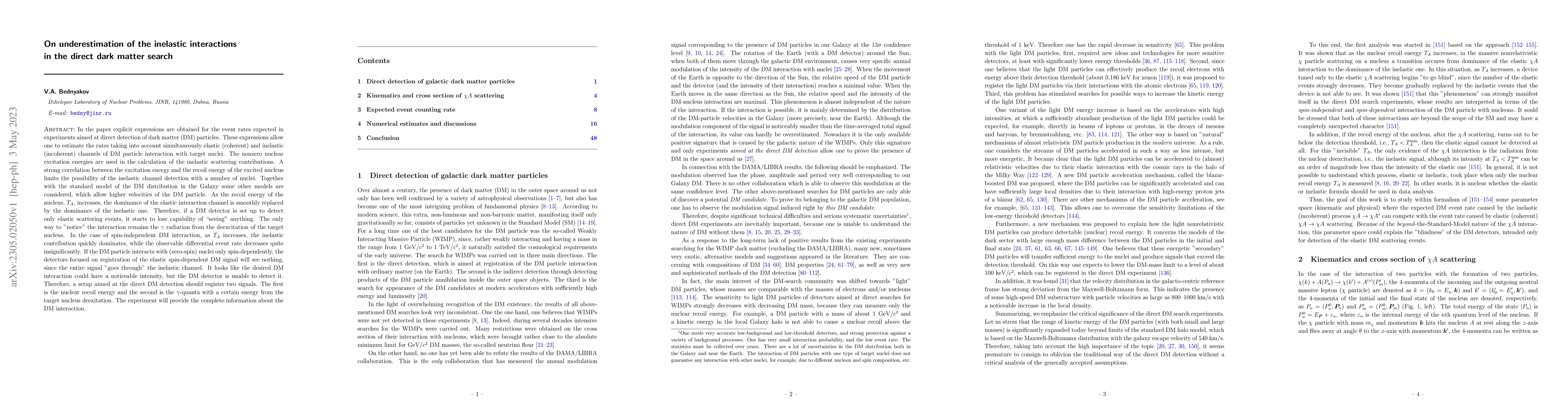 Thumbnail for On underestimation of the inelastic interactions in the direct dark
  matter search