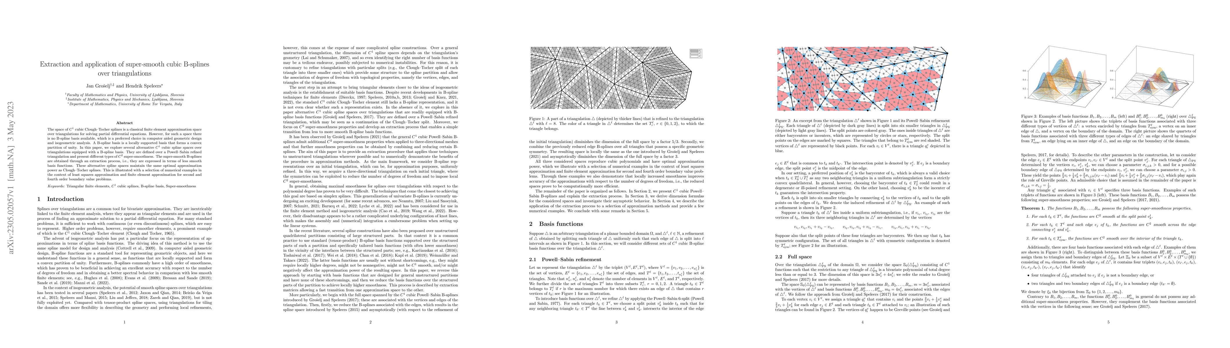 Thumbnail for Extraction and application of super-smooth cubic B-splines over
  triangulations