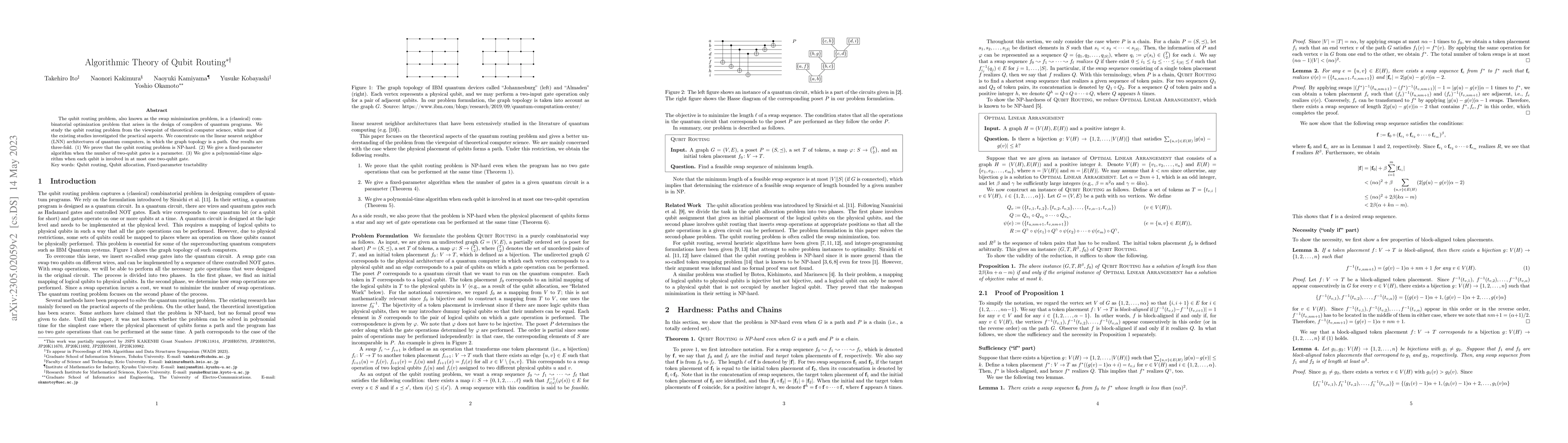 Thumbnail for Algorithmic Theory of Qubit Routing