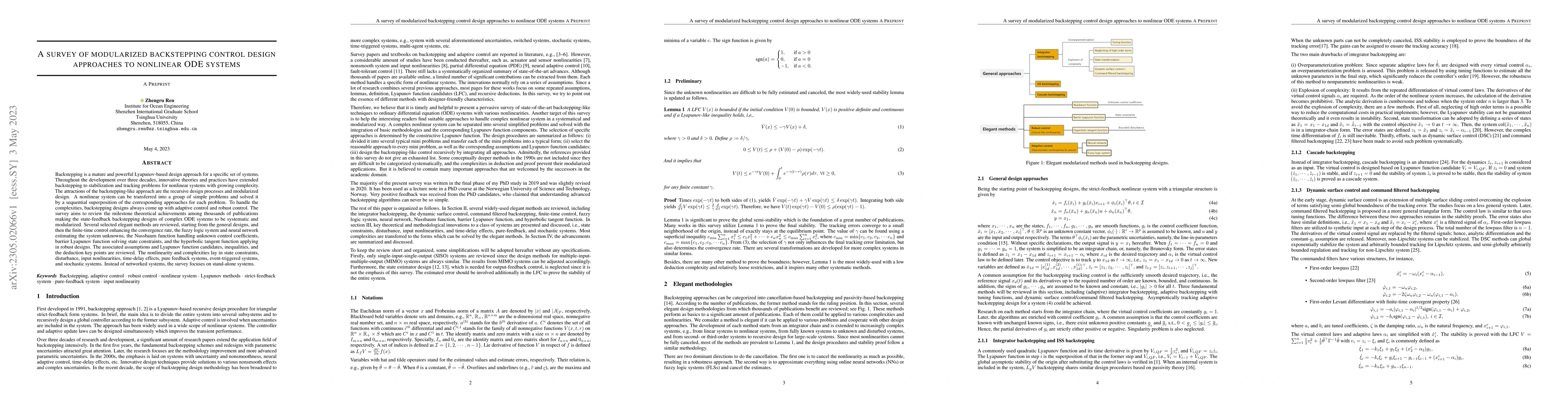 Thumbnail for A survey of modularized backstepping control design approaches to
  nonlinear ODE systems