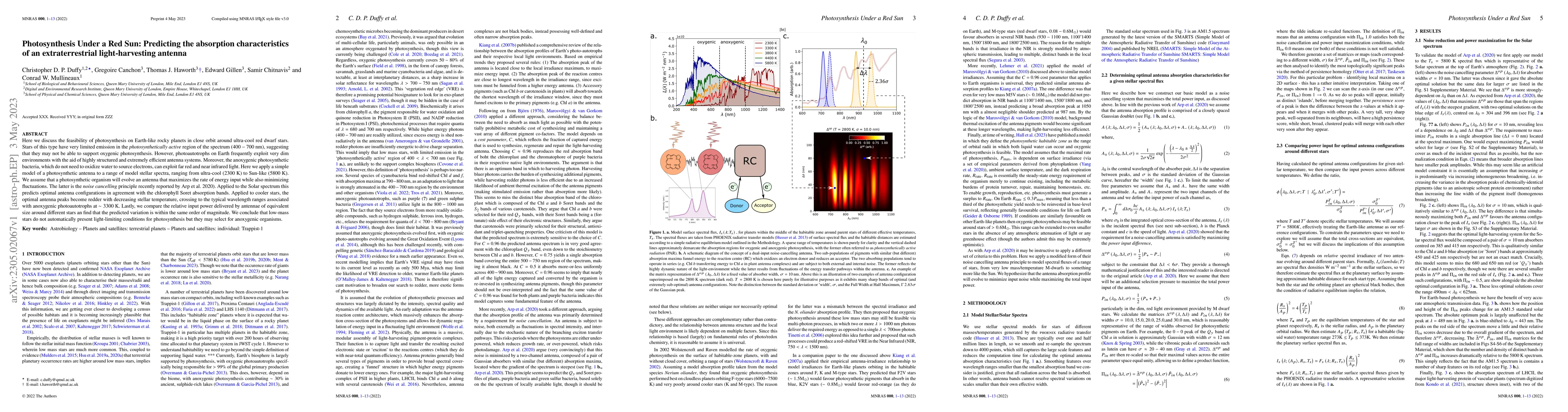 Thumbnail for Photosynthesis Under a Red Sun: Predicting the absorption
  characteristics of an extraterrestrial light-harvesting antenna