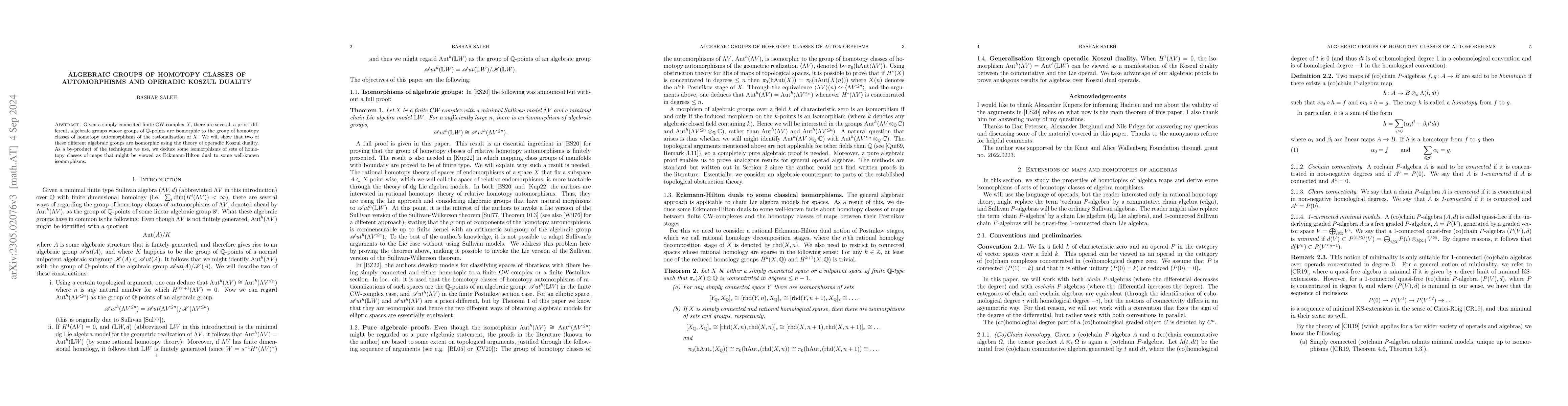 Thumbnail for Algebraic groups of homotopy classes of automorphisms and operadic
  Koszul duality