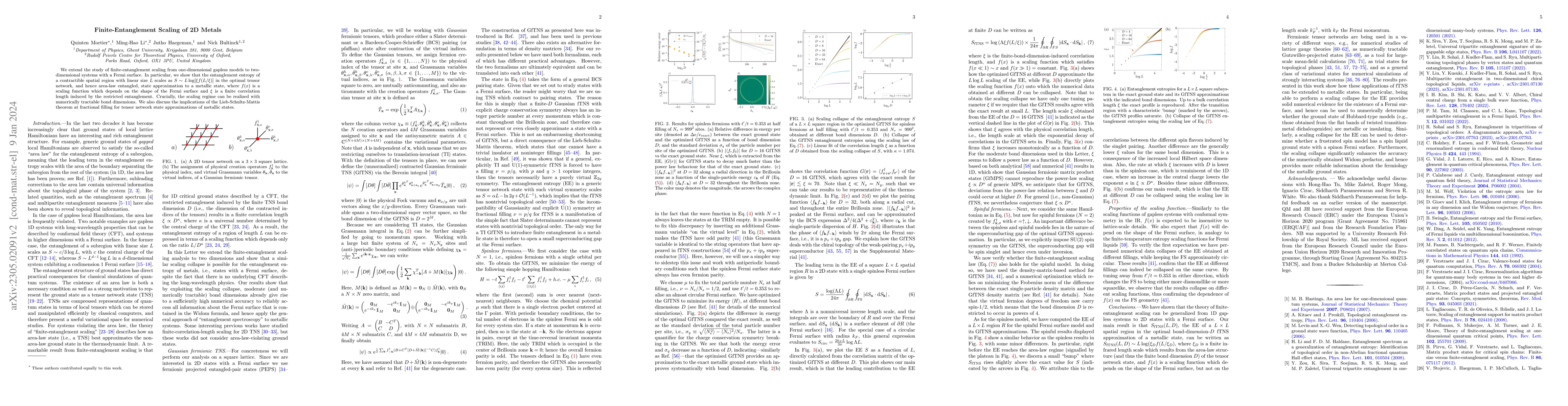 Thumbnail for Finite-Entanglement Scaling of 2D Metals