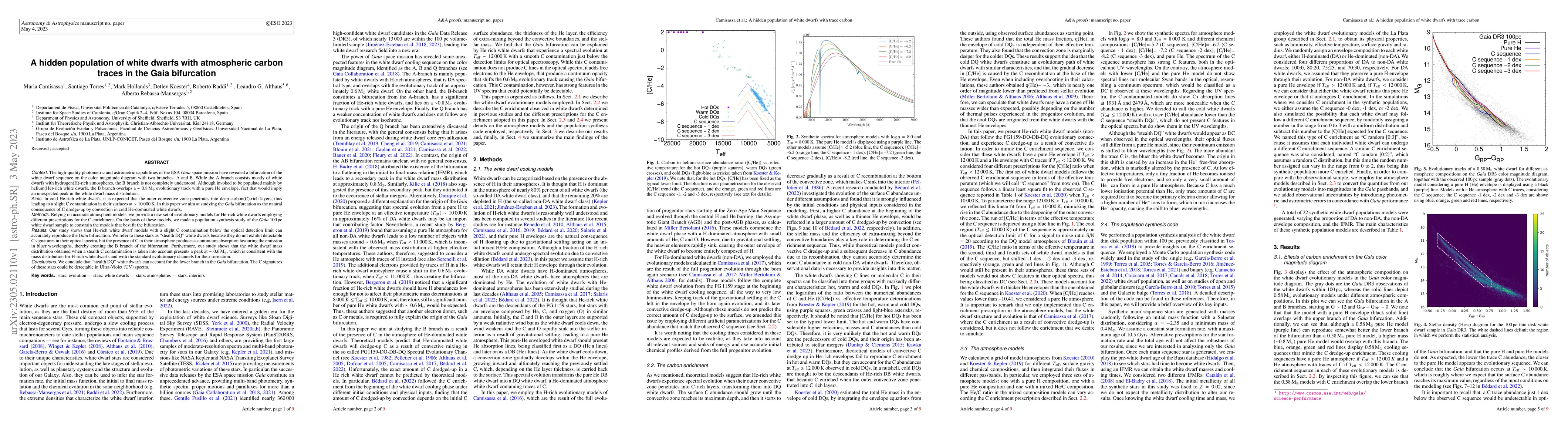 Thumbnail for A hidden population of white dwarfs with atmospheric carbon traces in
  the Gaia bifurcation
