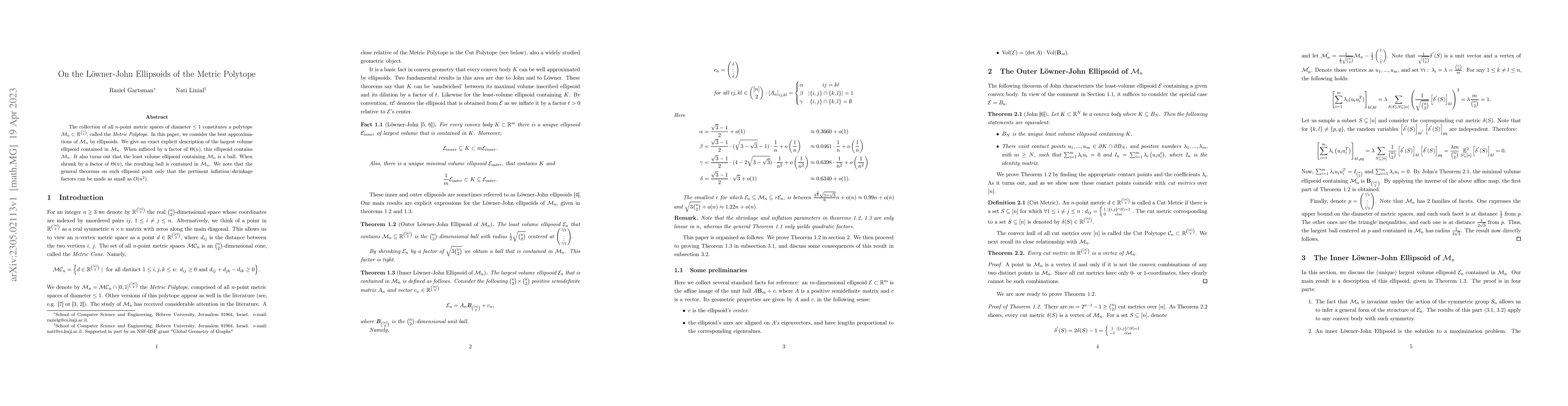 Thumbnail for On the L\"owner-John Ellipsoids of the Metric Polytope