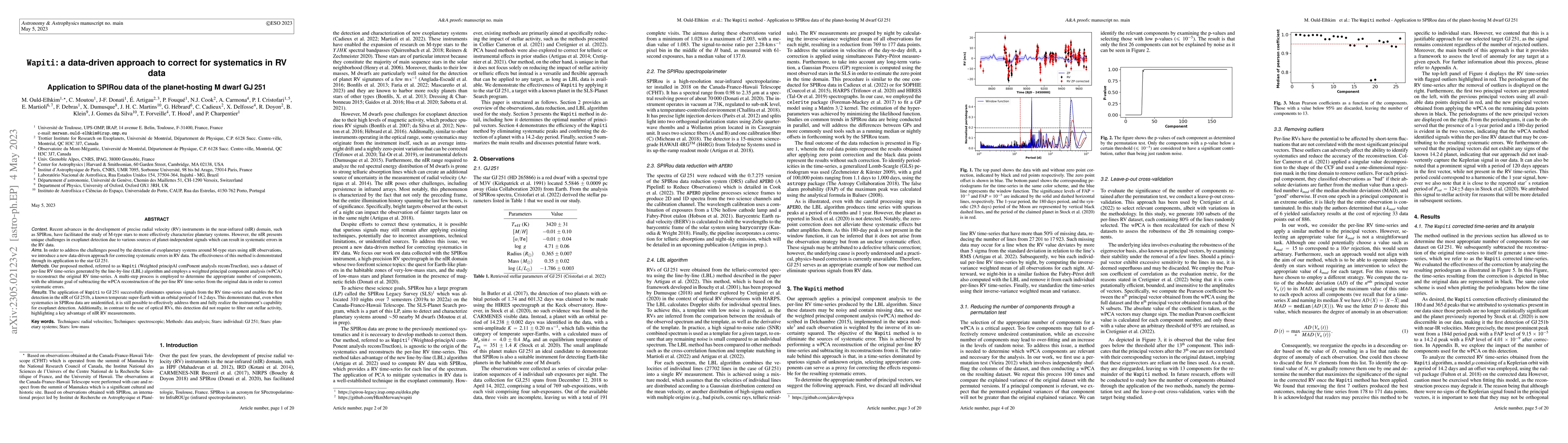Thumbnail for $\texttt{Wapiti}$: a data-driven approach to correct for systematics in
  RV data -- Application to SPIRou data of the planet-hosting M dwarf GJ 251