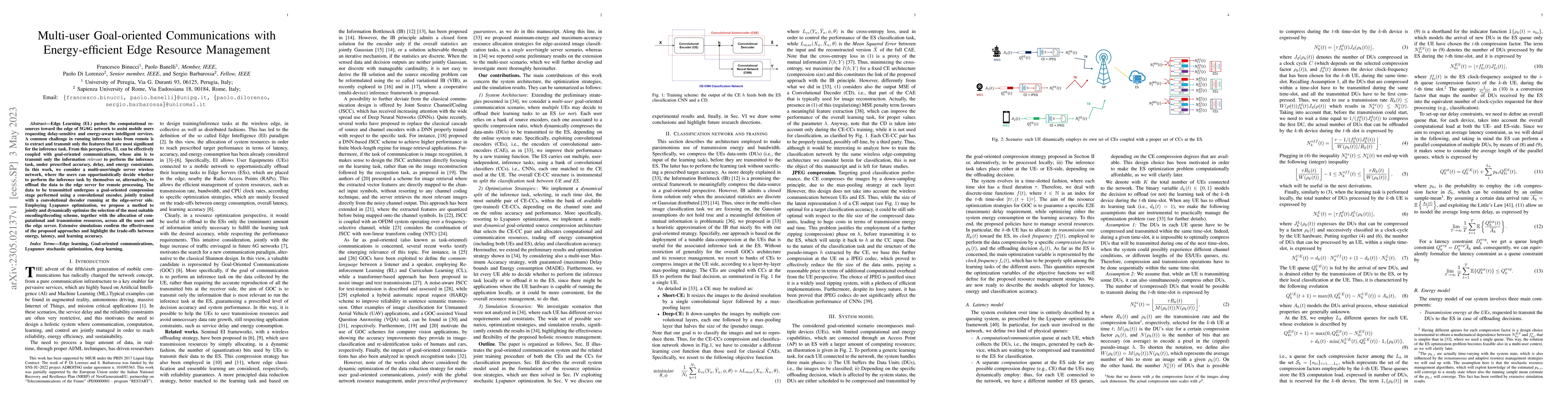 Thumbnail for Multi-user Goal-oriented Communications with Energy-efficient Edge
  Resource Management
