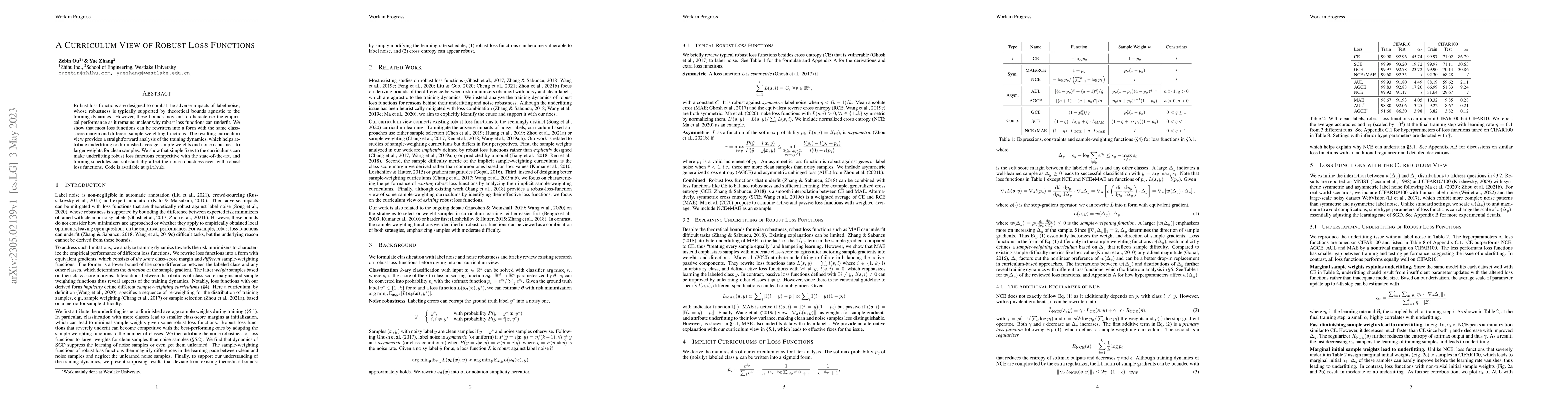 Thumbnail for A Curriculum View of Robust Loss Functions