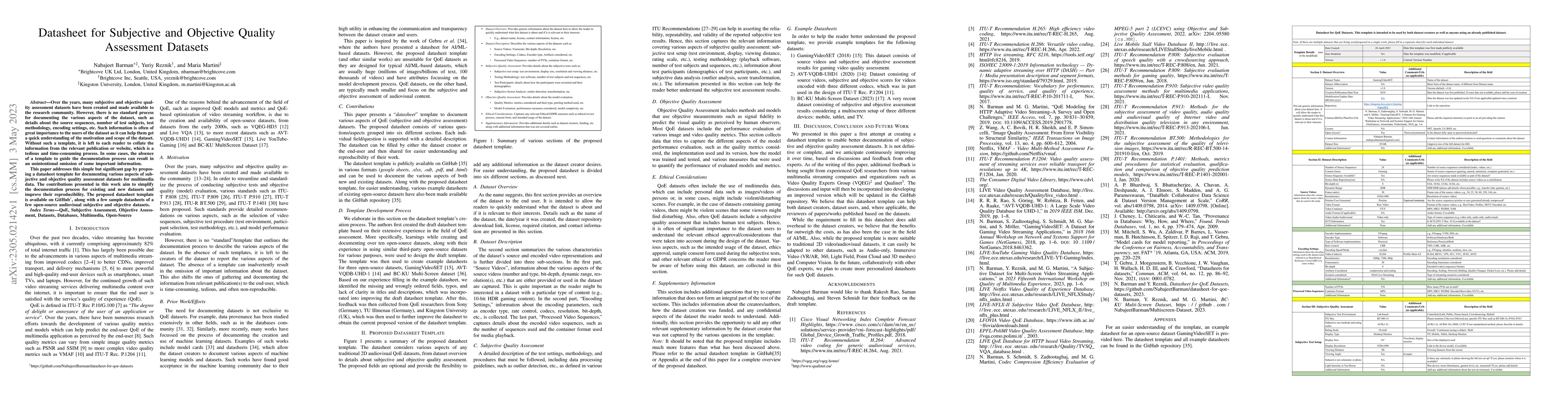 Thumbnail for Datasheet for Subjective and Objective Quality Assessment Datasets