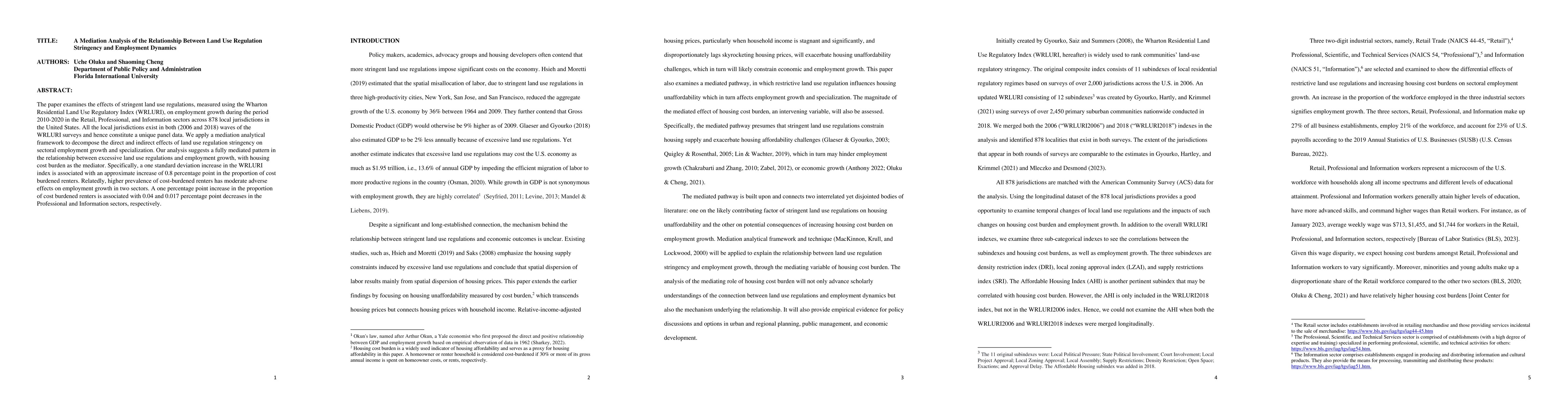 Thumbnail for A Mediation Analysis of the Relationship Between Land Use Regulation
  Stringency and Employment Dynamics