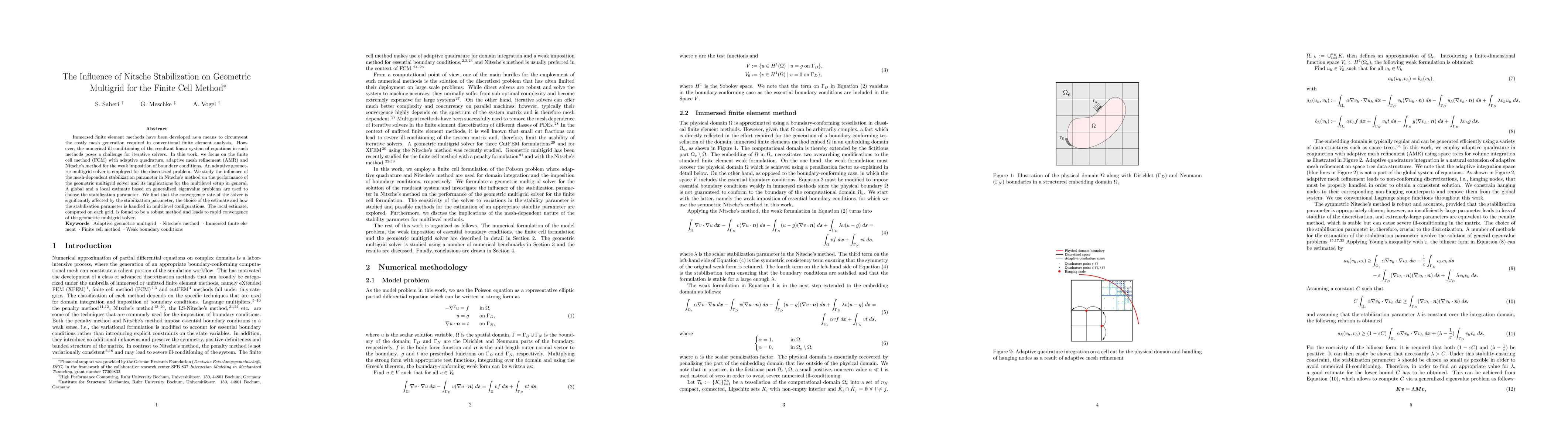 Thumbnail for The Influence of Nitsche Stabilization on Geometric Multigrid for the
  Finite Cell Method