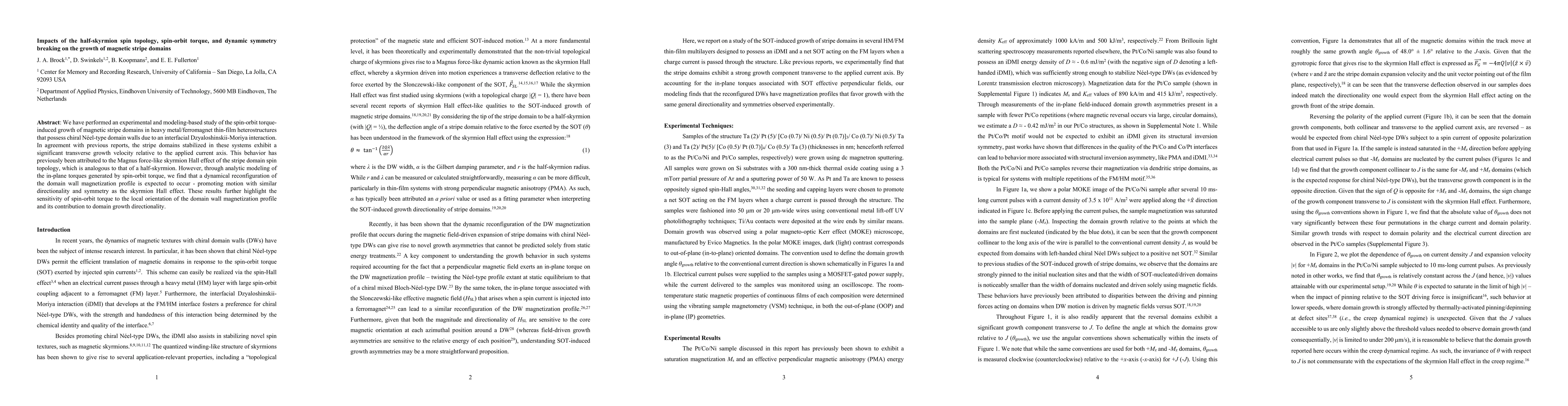 Thumbnail for Impacts of the half-skyrmion spin topology, spin-orbit torque, and
  dynamic symmetry breaking on the growth of magnetic stripe domains