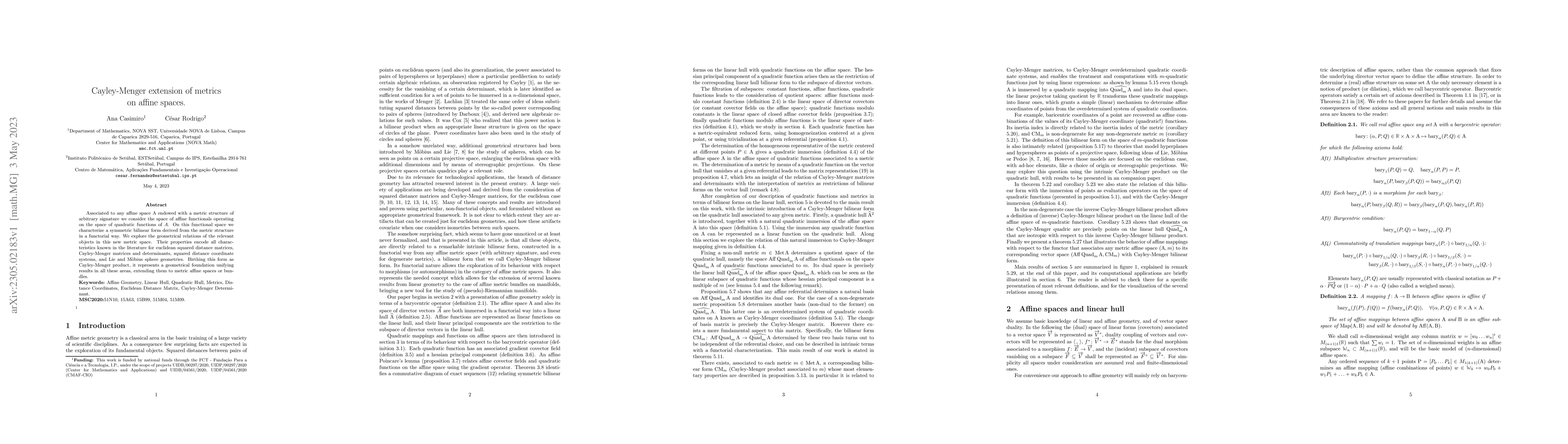 Thumbnail for Cayley-Menger extension of metrics on affine spaces