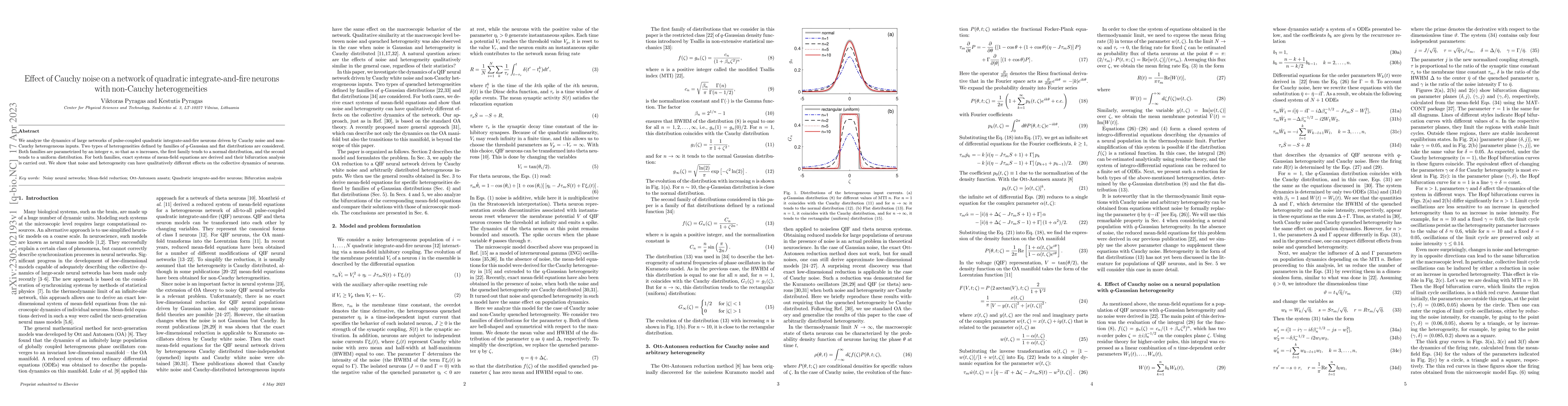 Thumbnail for Effect of Cauchy noise on a network of quadratic integrate-and-fire
  neurons with non-Cauchy heterogeneities