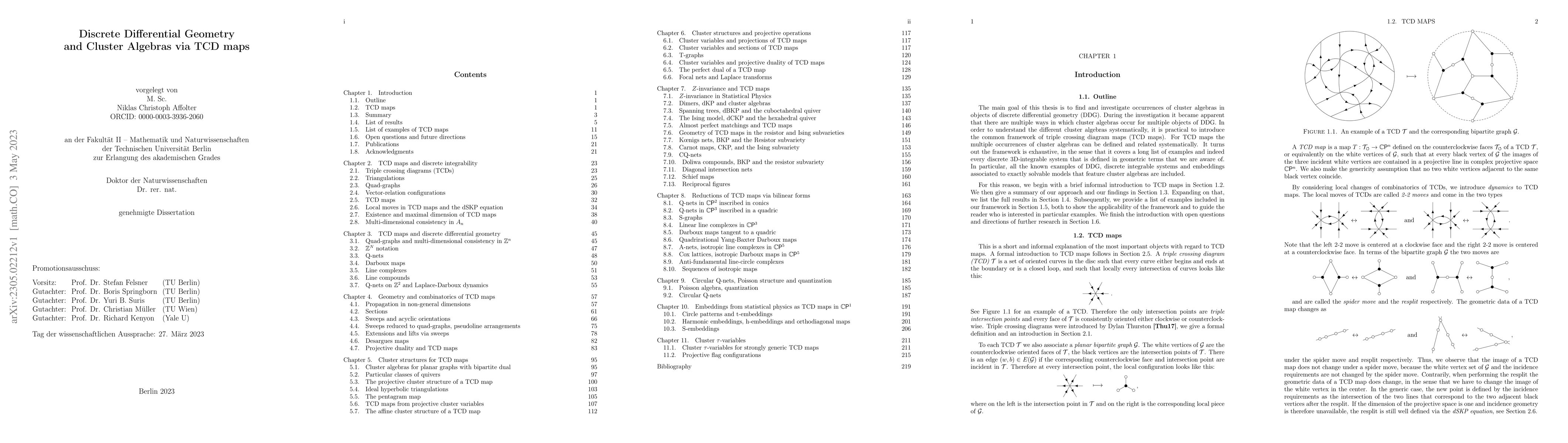 Thumbnail for Discrete Differential Geometry and Cluster Algebras via TCD maps