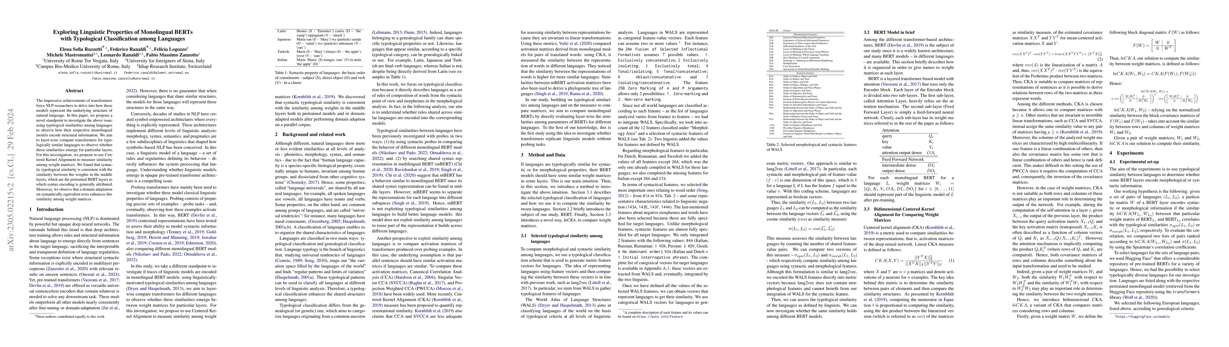 Thumbnail for Exploring Linguistic Properties of Monolingual BERTs with Typological
  Classification among Languages