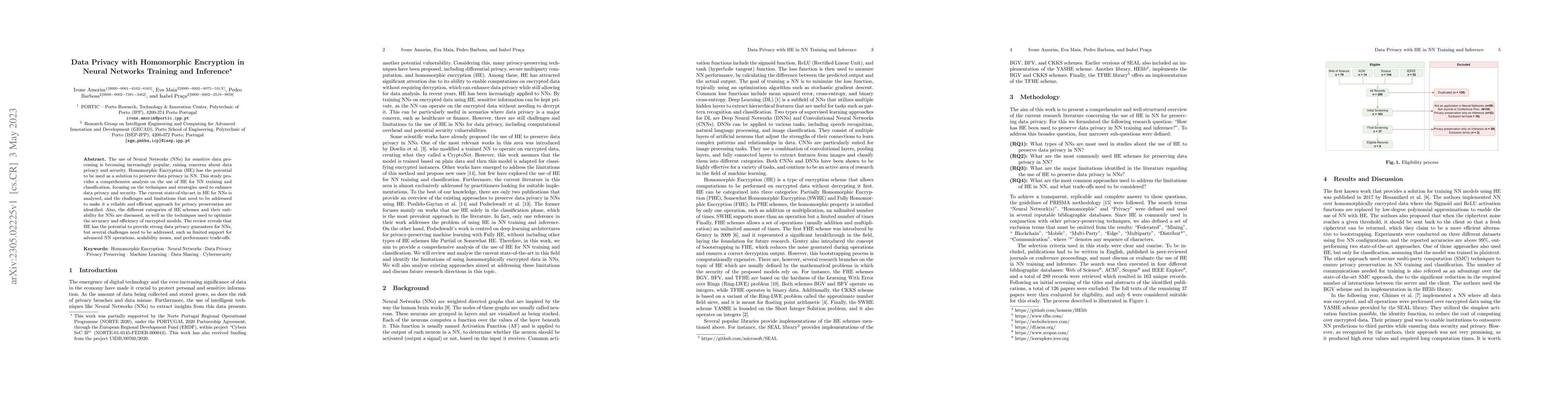 Thumbnail for Data Privacy with Homomorphic Encryption in Neural Networks Training and
  Inference
