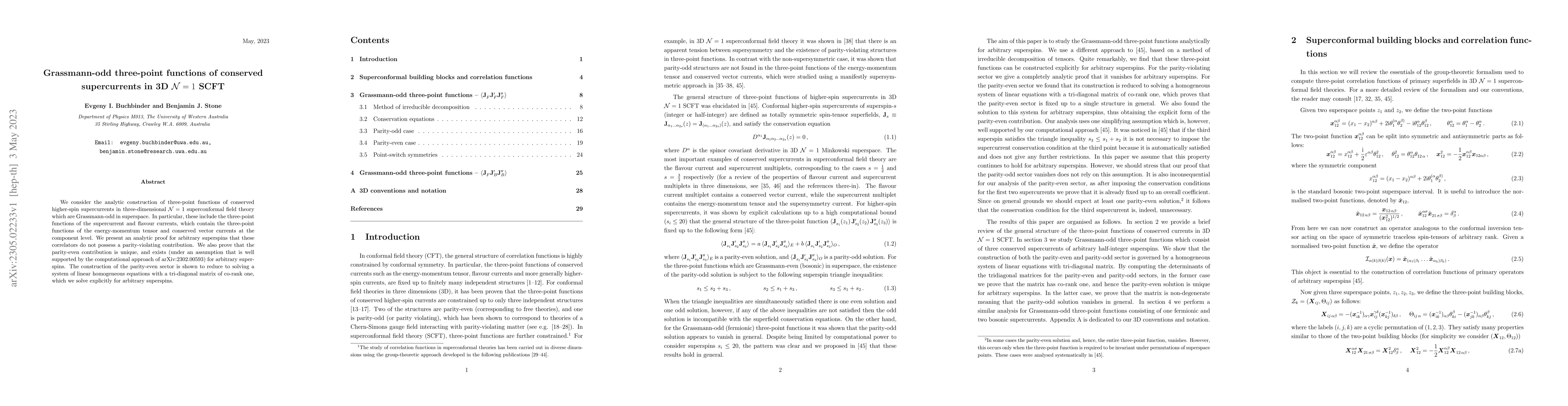 Thumbnail for Grassmann-odd three-point functions of conserved supercurrents in 3D
  $\mathcal{N}=1$ SCFT