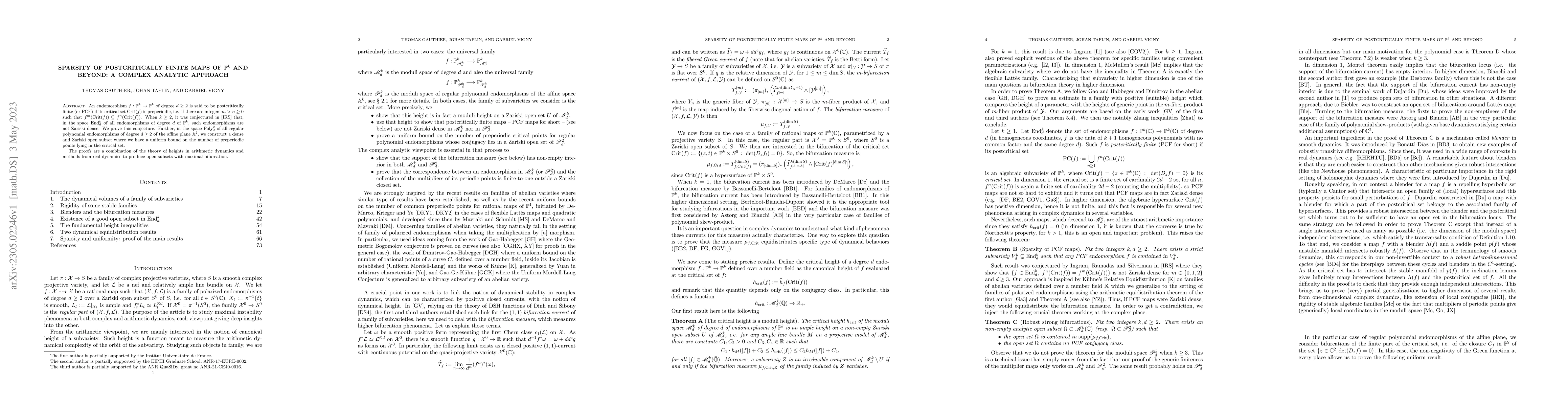Thumbnail for Sparsity of postcritically finite maps of $\mathbb{P}^k$ and beyond: A
  complex analytic approach