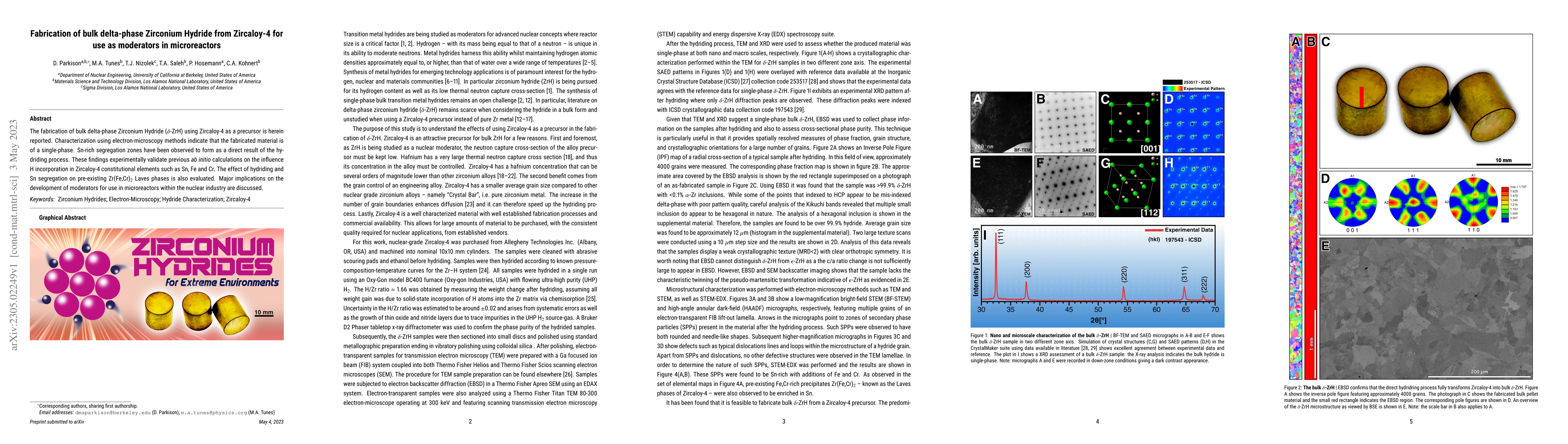 Thumbnail for Fabrication of bulk delta-phase Zirconium Hydride from Zircaloy-4 for
  use as moderators in microreactors