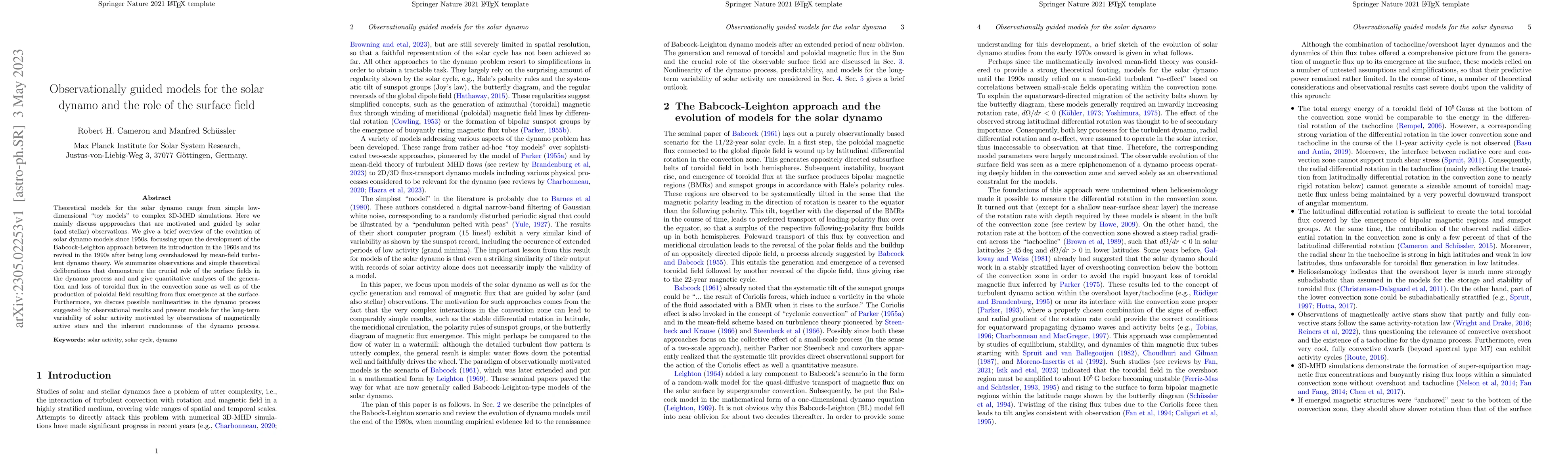 Thumbnail for Observationally guided models for the solar dynamo and the role of the
  surface field