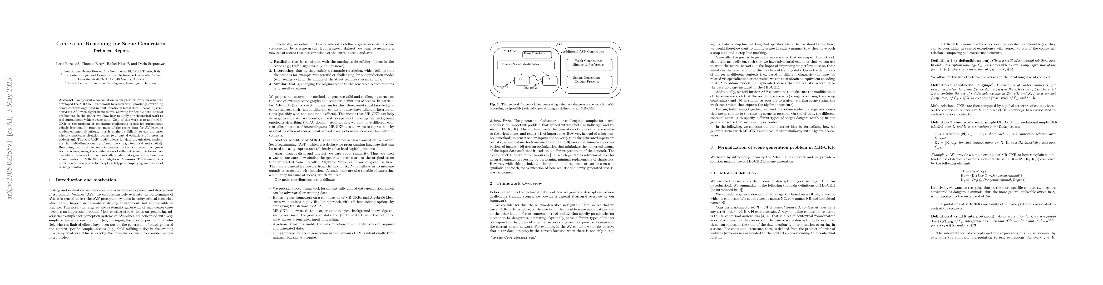 Thumbnail for Contextual Reasoning for Scene Generation (Technical Report)