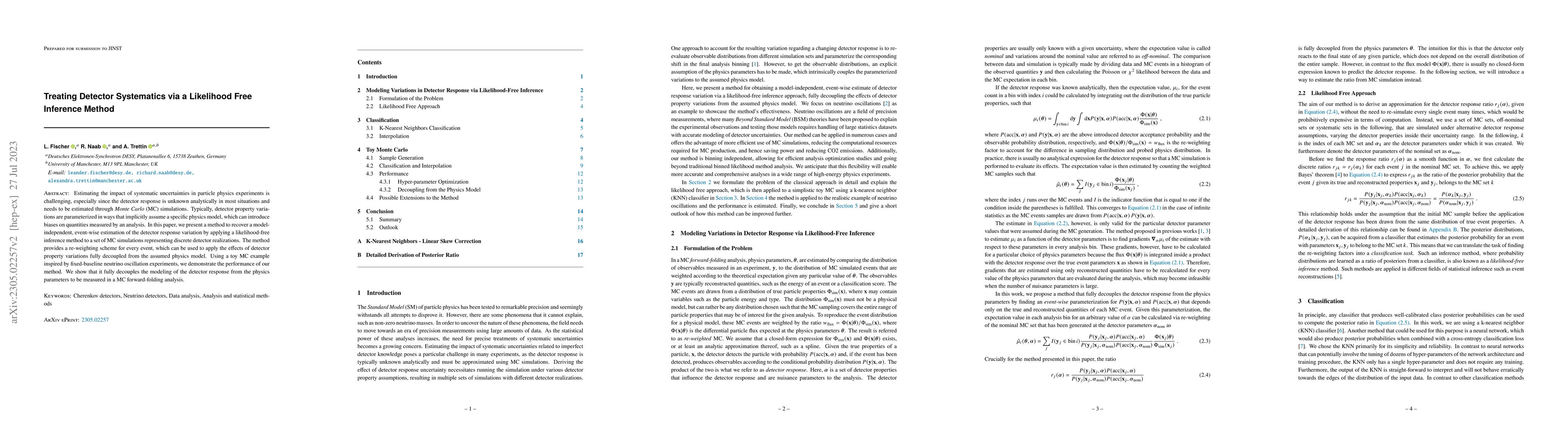 Thumbnail for Treating Detector Systematics via a Likelihood Free Inference Method