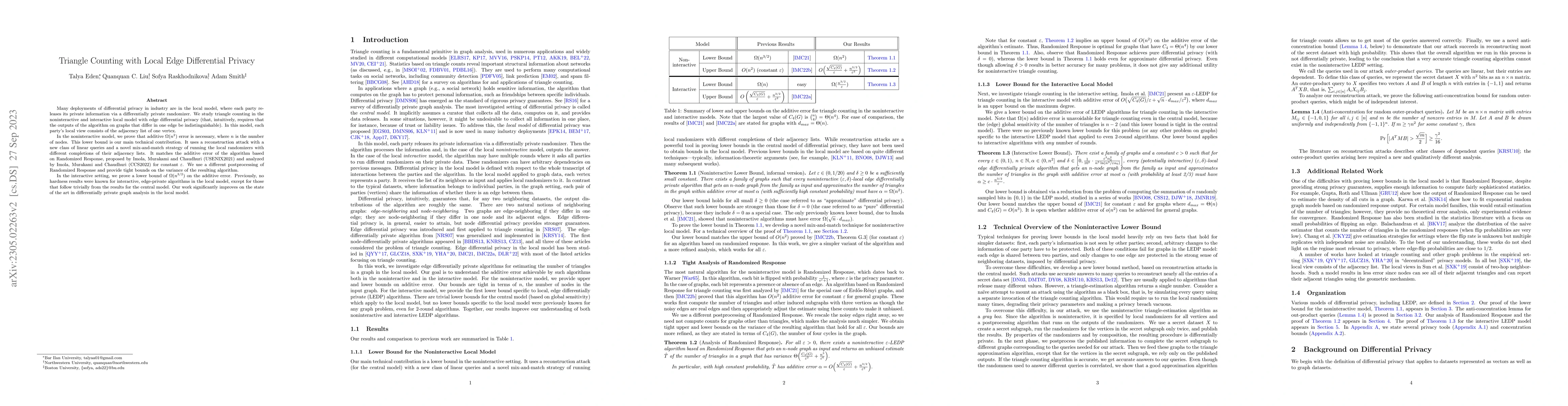 Thumbnail for Triangle Counting with Local Edge Differential Privacy