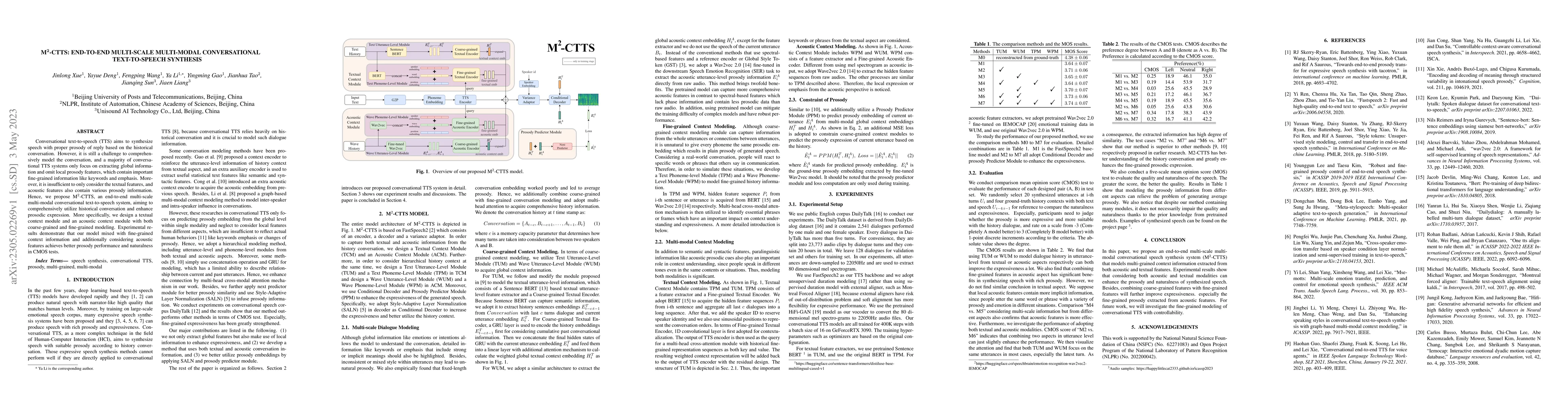 Thumbnail for M2-CTTS: End-to-End Multi-scale Multi-modal Conversational
  Text-to-Speech Synthesis