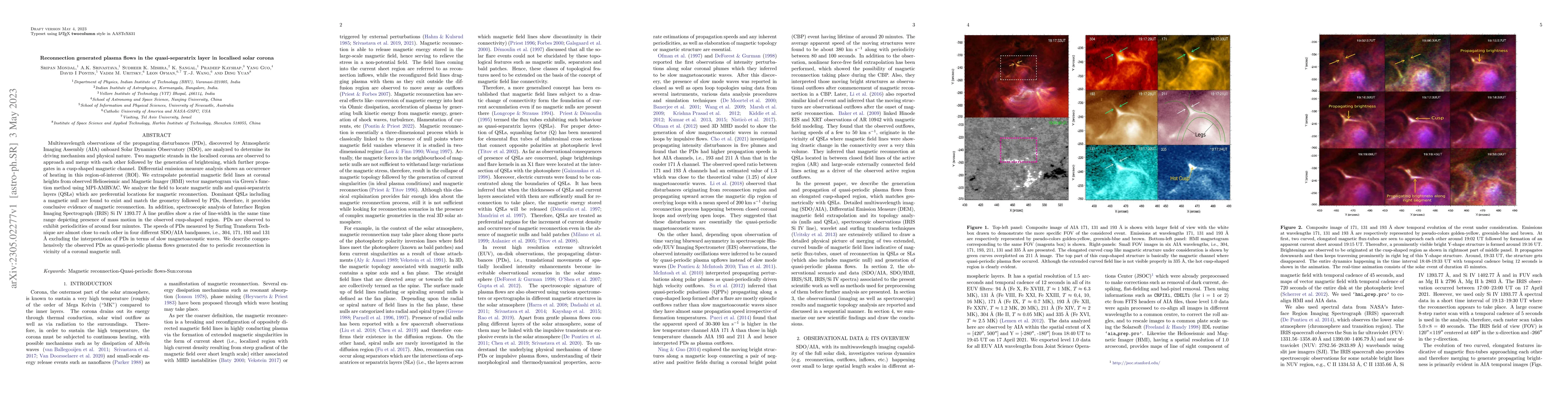 Thumbnail for Reconnection generated plasma flows in the quasi-separatrix layer in
  localised solar corona