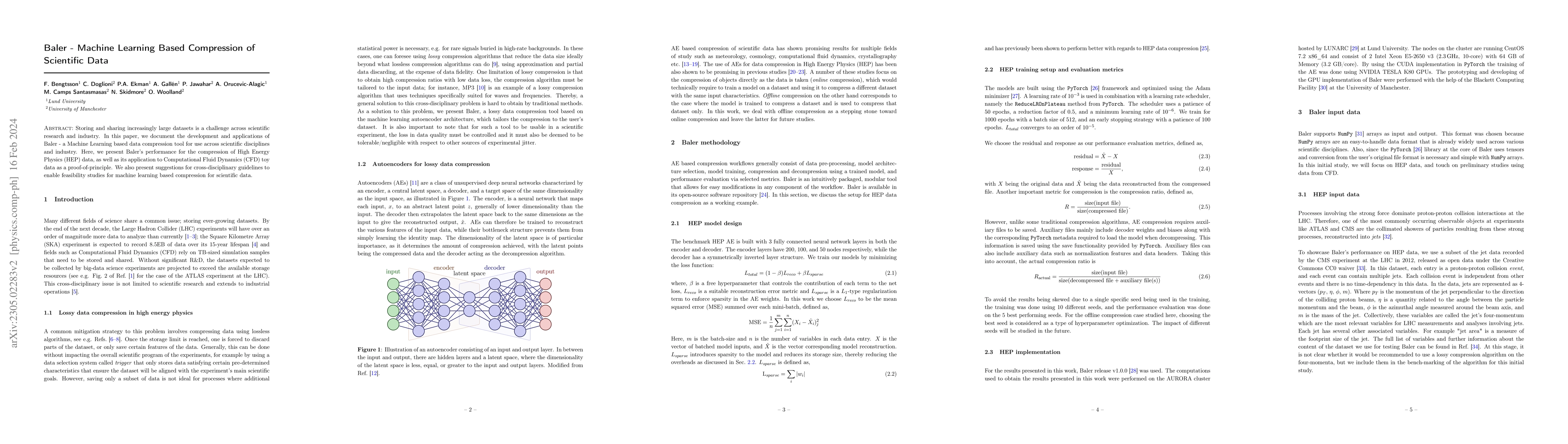 Thumbnail for Baler -- Machine Learning Based Compression of Scientific Data