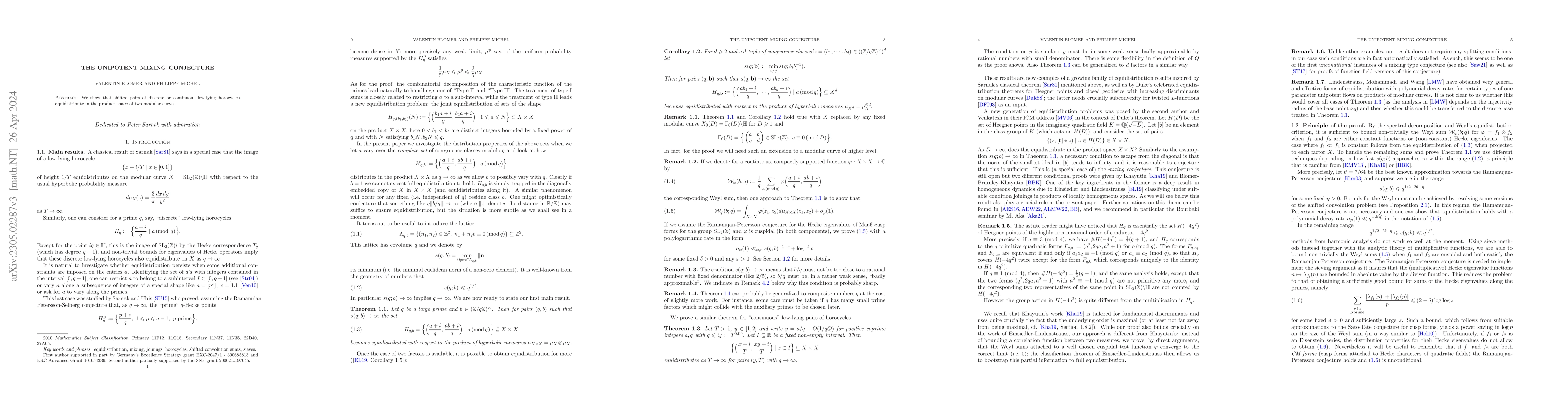Thumbnail for The unipotent mixing conjecture
