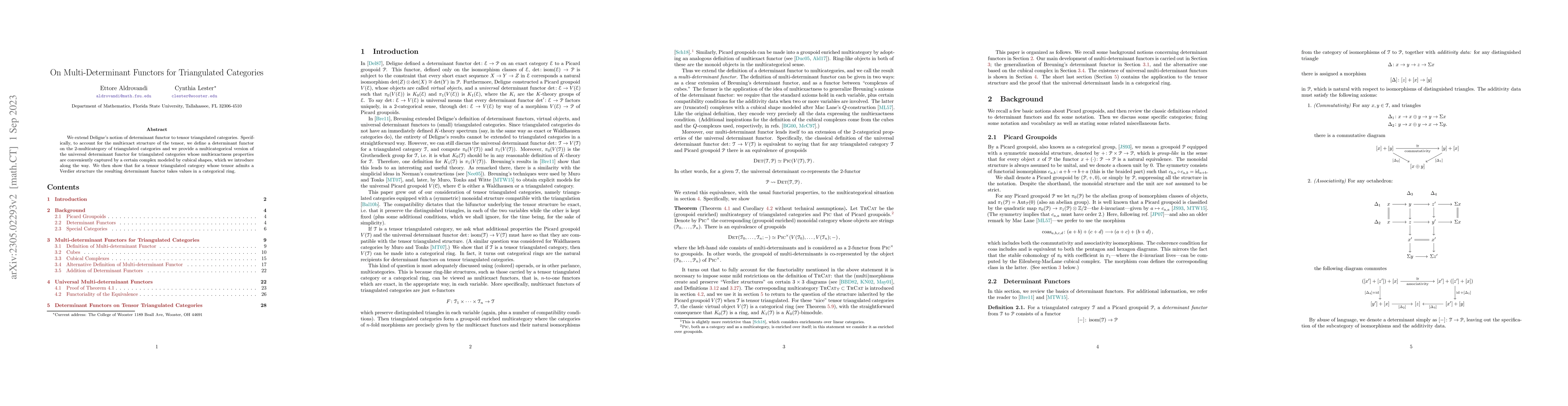 Thumbnail for On Multi-Determinant Functors for Triangulated Categories