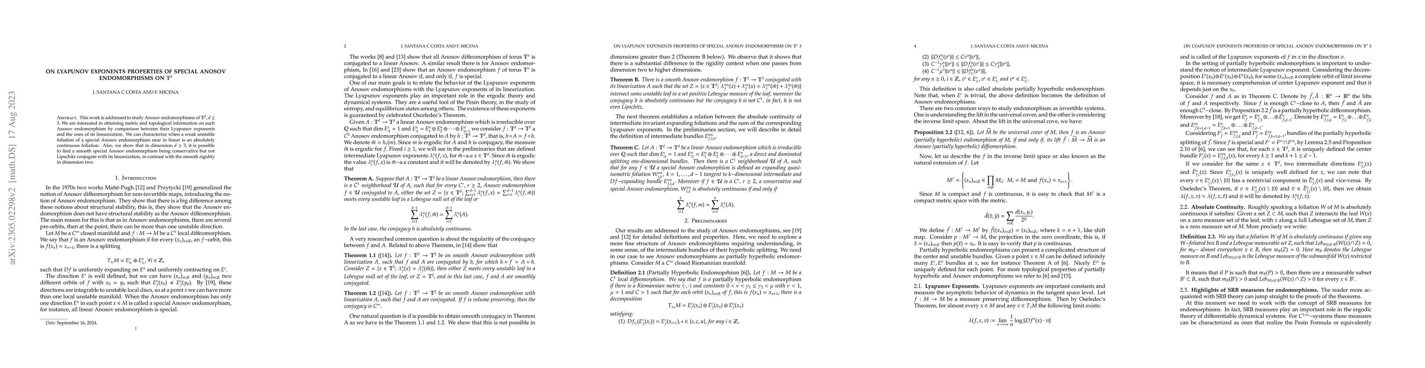 Thumbnail for On Lyapunov exponents properties of special Anosov endomorphisms on
  $\mathbb{T}^d$