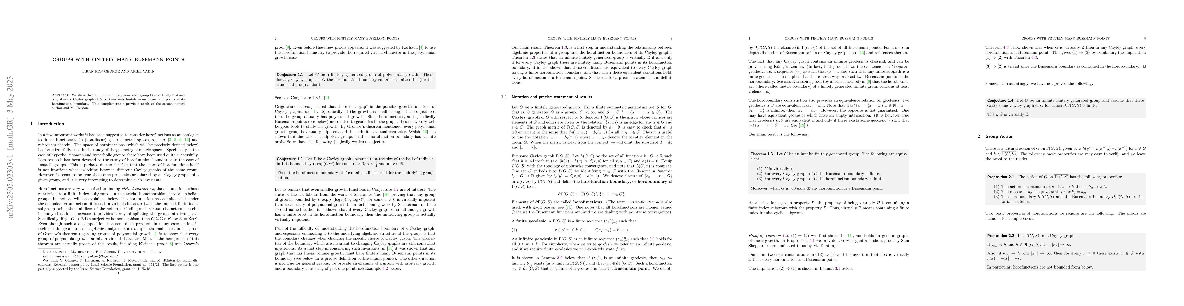 Thumbnail for Groups with finitely many Busemann points