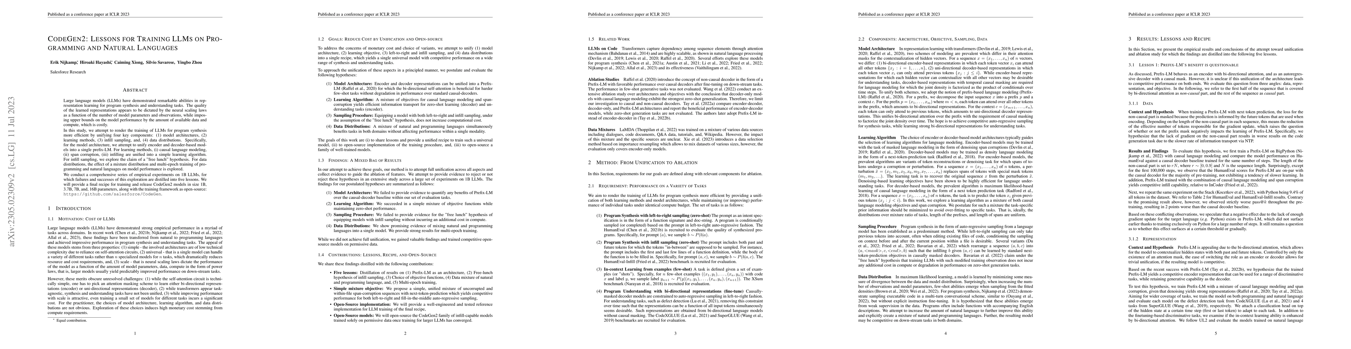 Thumbnail for CodeGen2: Lessons for Training LLMs on Programming and Natural Languages