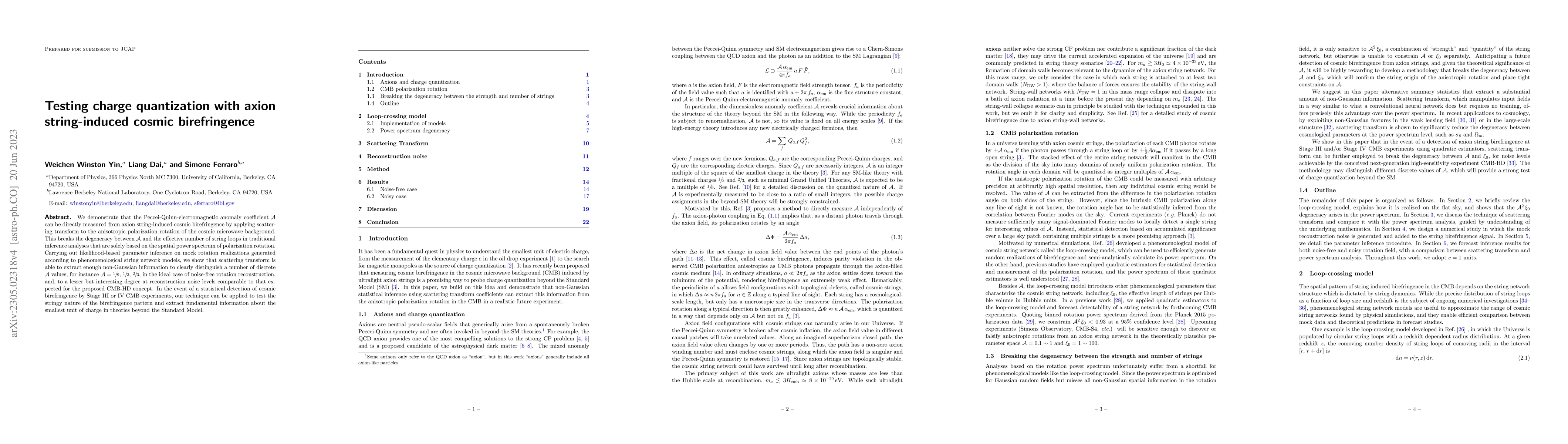 Thumbnail for Testing charge quantization with axion string-induced cosmic
  birefringence