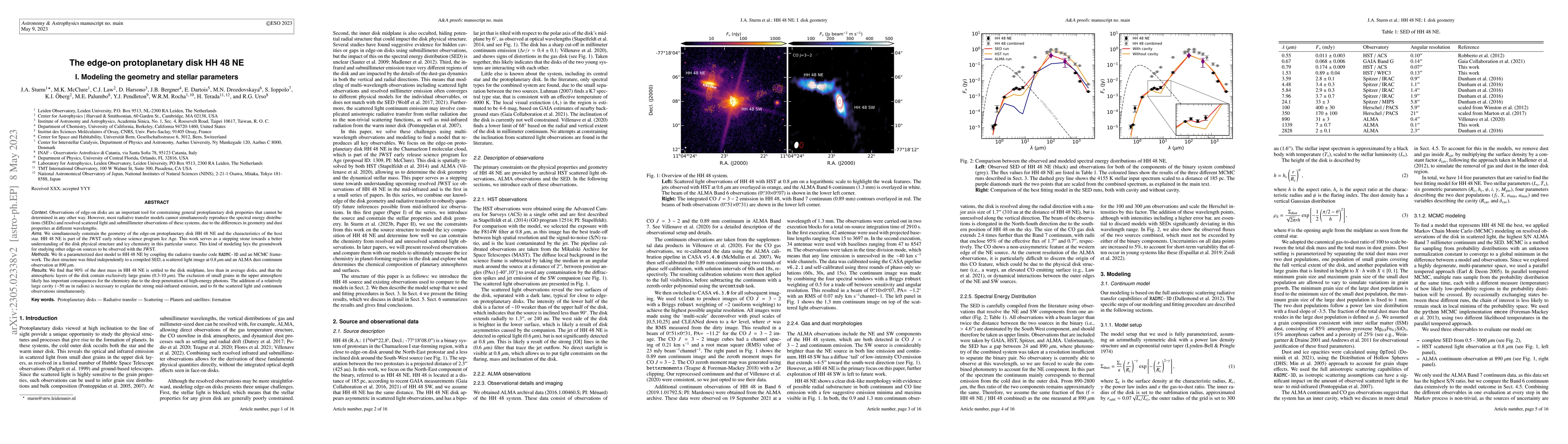 Thumbnail for The edge-on protoplanetary disk HH 48 NE I. Modeling the geometry and
  stellar parameters