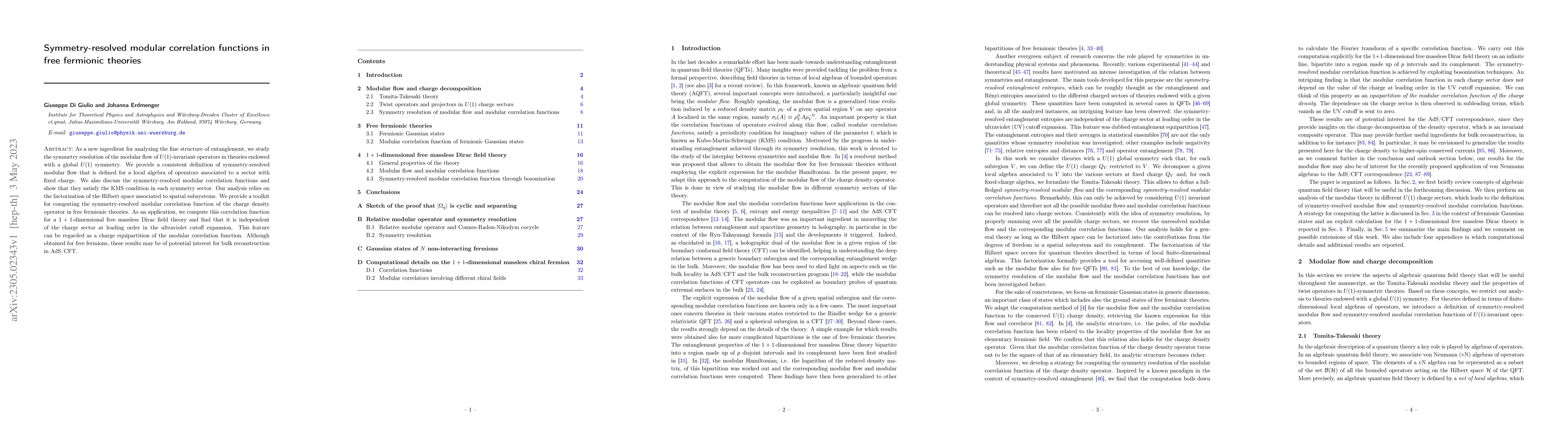 Thumbnail for Symmetry-resolved modular correlation functions in free fermionic
  theories