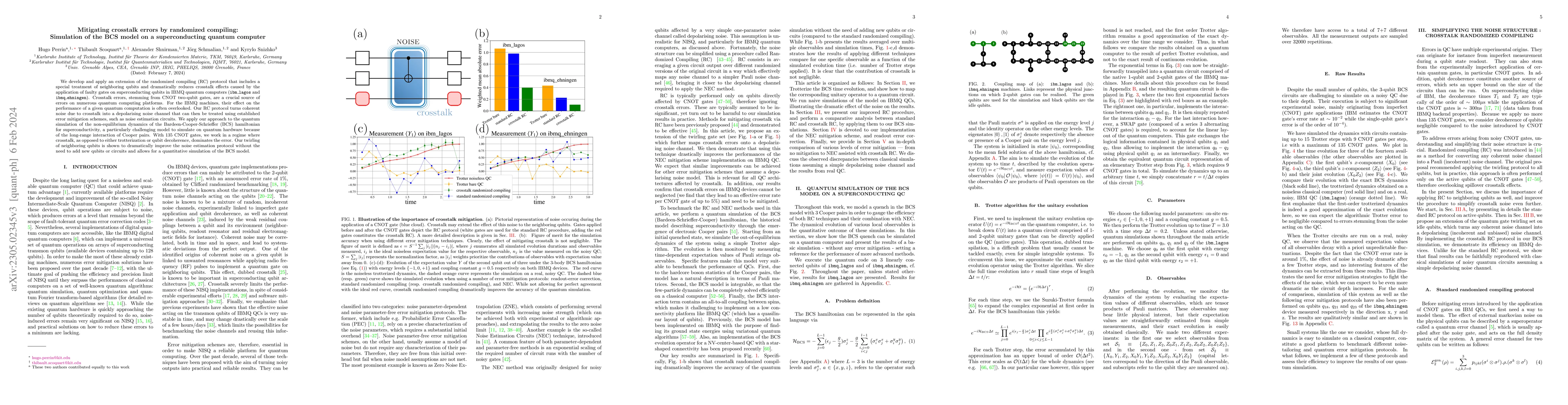 Thumbnail for Mitigating crosstalk errors by randomized compiling: Simulation of the
  BCS model on a superconducting quantum computer