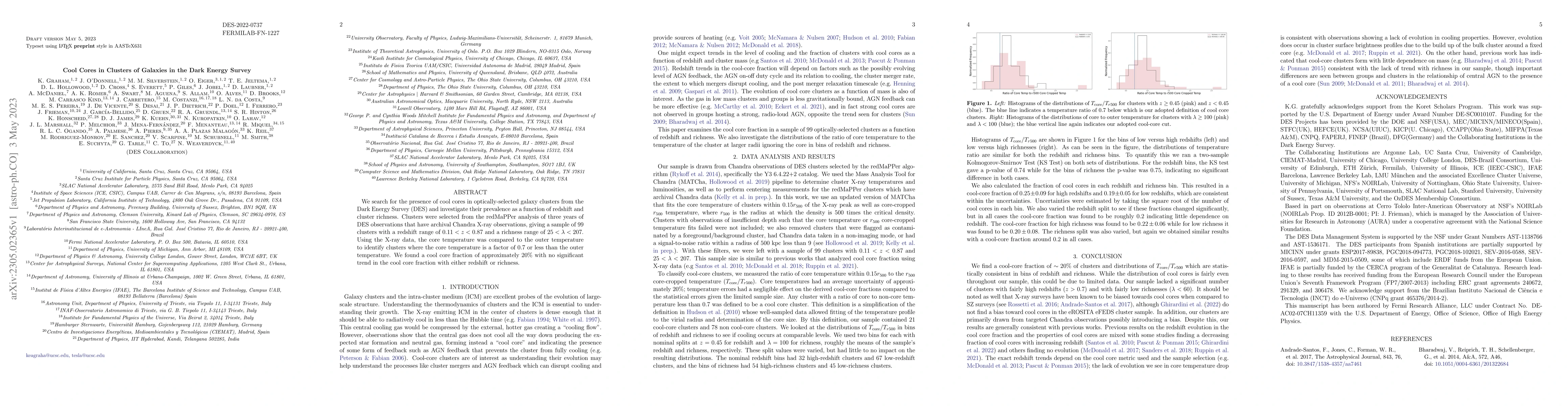 Thumbnail for Cool Cores in Clusters of Galaxies in the Dark Energy Survey