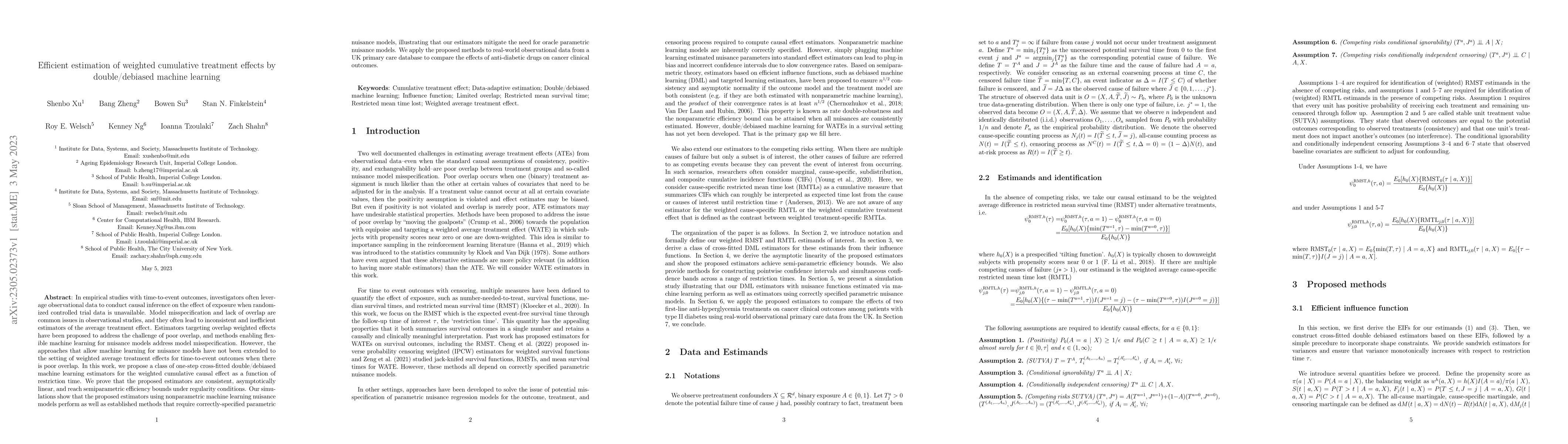 Thumbnail for Efficient estimation of weighted cumulative treatment effects by
  double/debiased machine learning