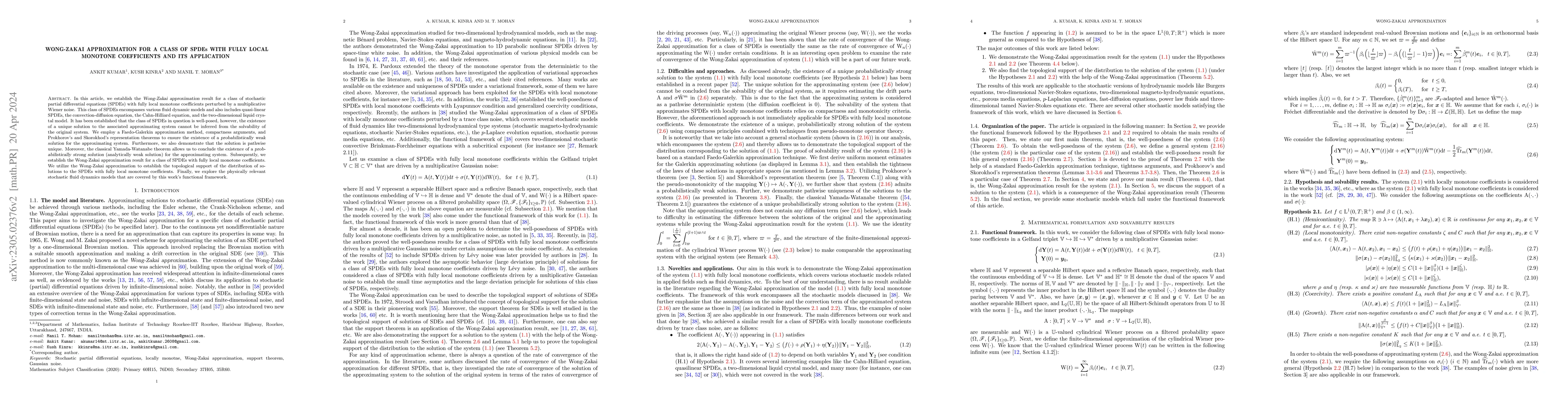 Thumbnail for Wong-Zakai approximation for a class of SPDEs with fully local monotone
  coefficients and its application