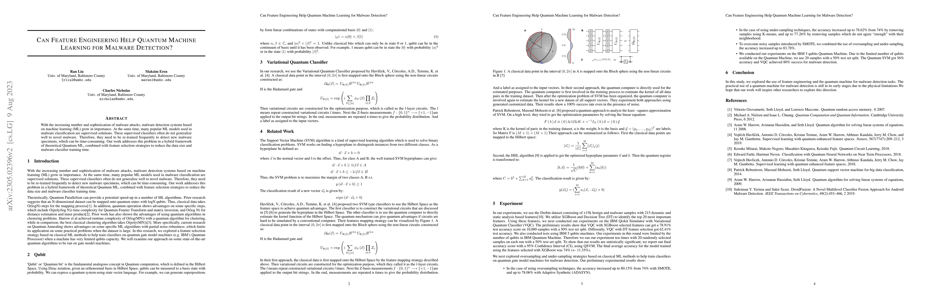 Thumbnail for Can Feature Engineering Help Quantum Machine Learning for Malware
  Detection?