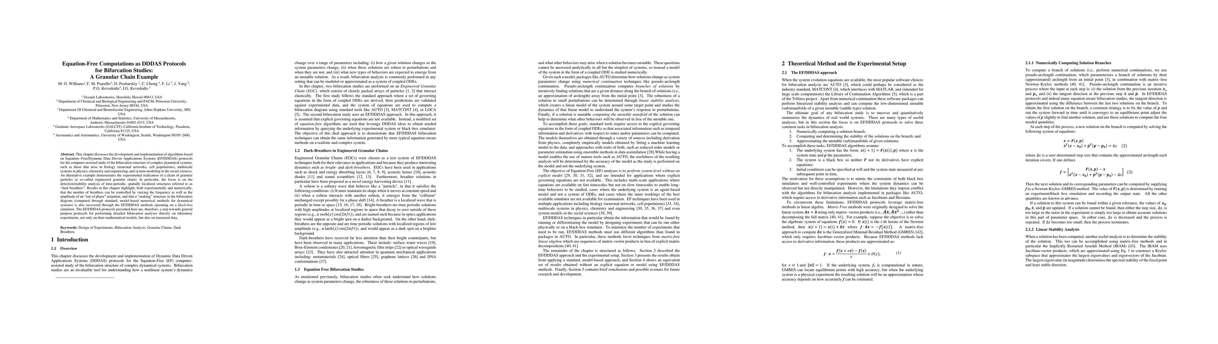 Thumbnail for Equation-Free Computations as DDDAS Protocols for Bifurcation Studies: A
  Granular Chain Example