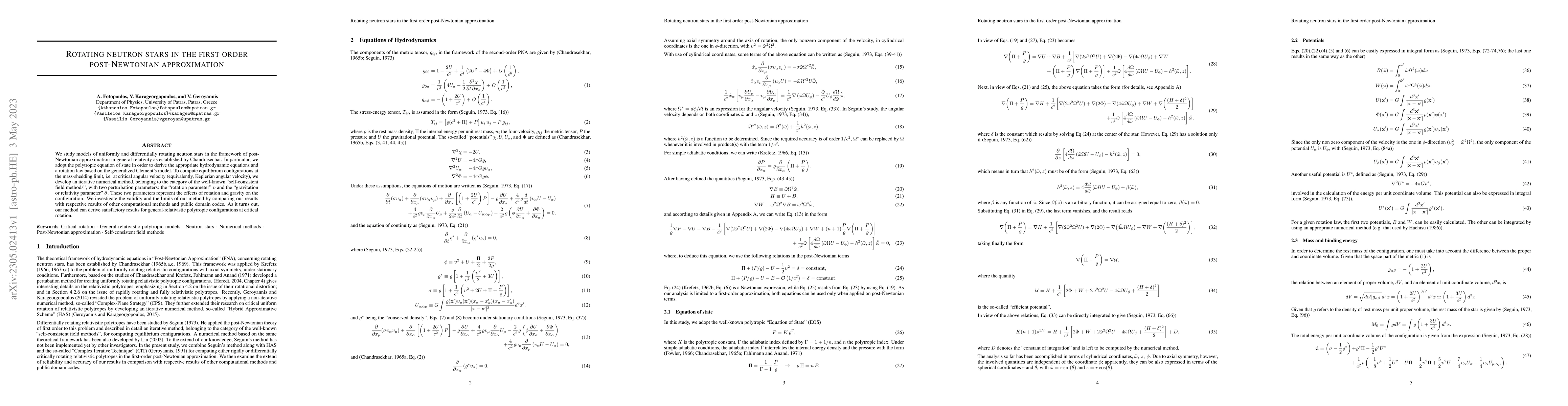 Thumbnail for Rotating neutron stars in the first order post-Newtonian approximation